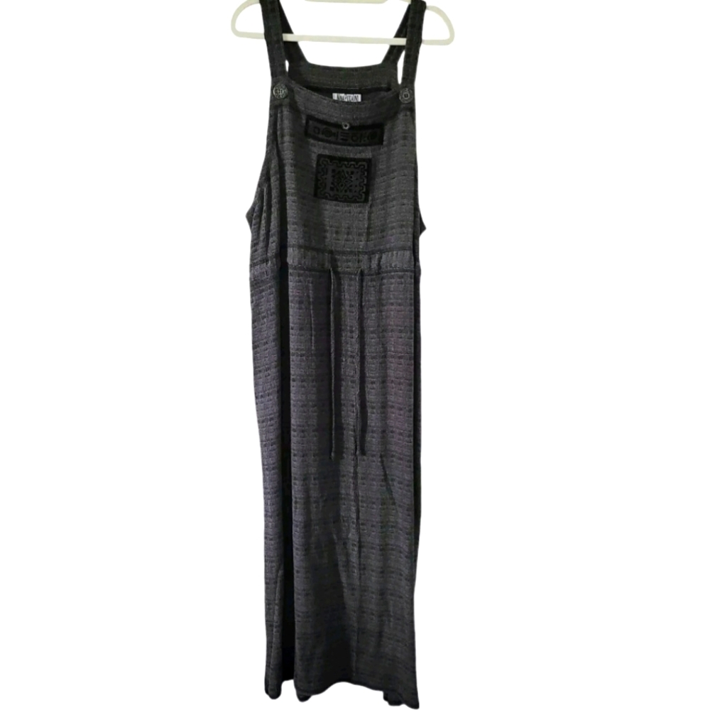 Vintage Nina Piccalino Women's Black Sleeveless Jumper Maxi Slit Dress 16 USA
